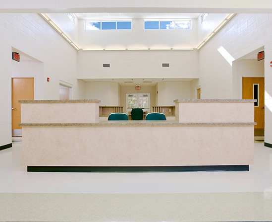 Interior view of a school administrative building